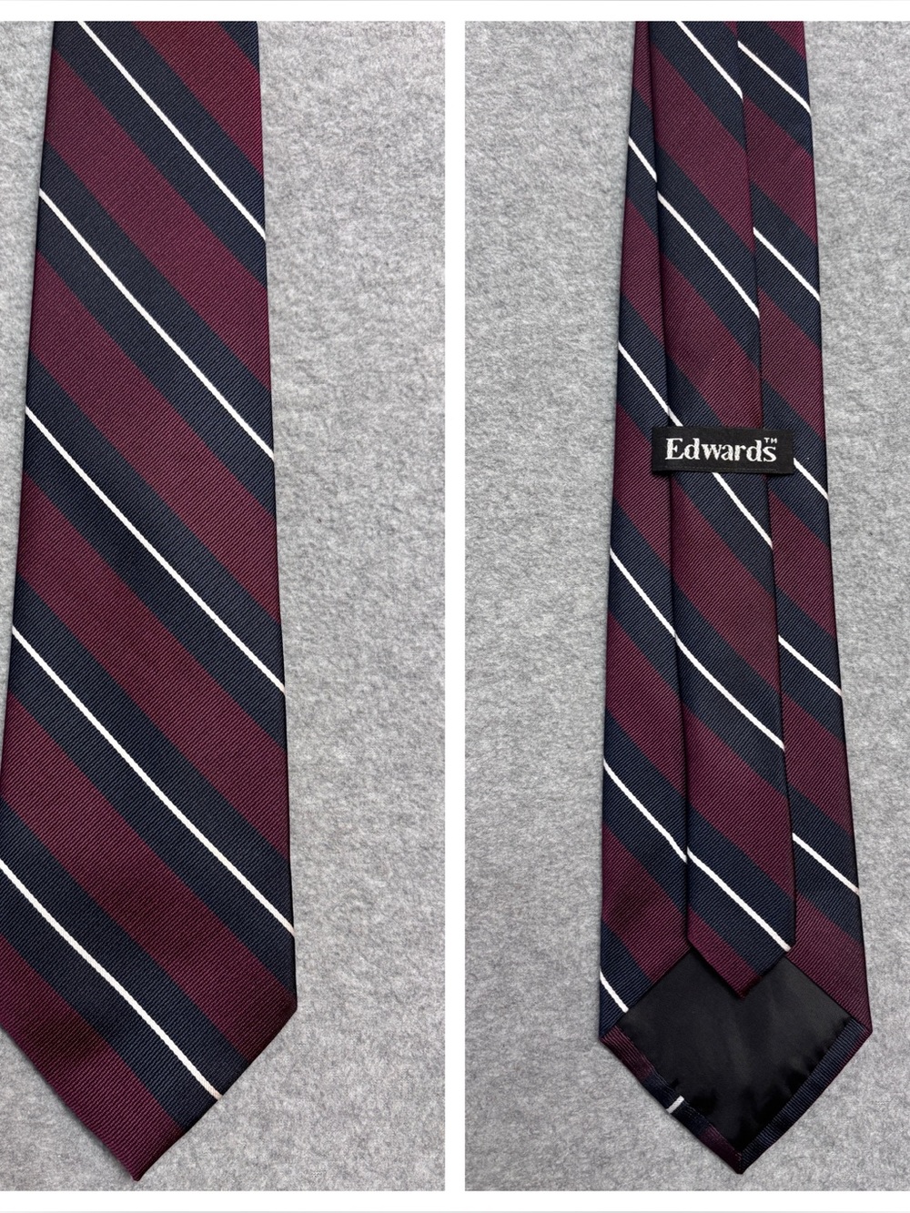 Burgundy and Navy Striped Mens Tie